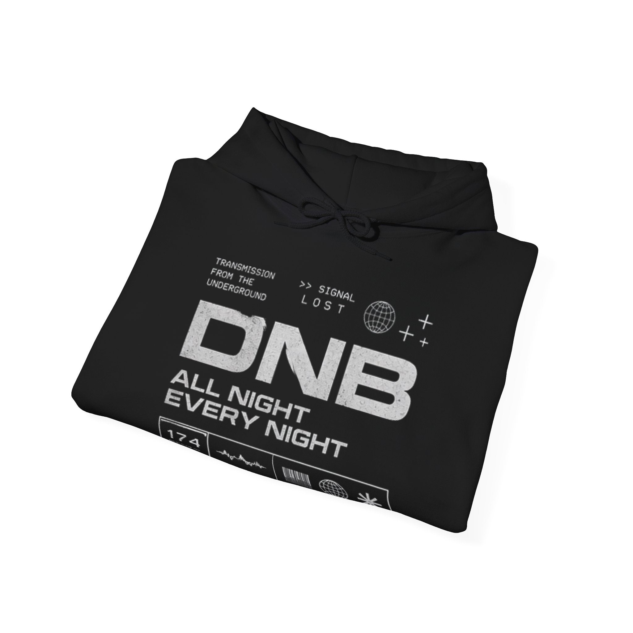 DNB Electronic Music Hoodie – "All Night Every Night" Drum & Bass Pullover