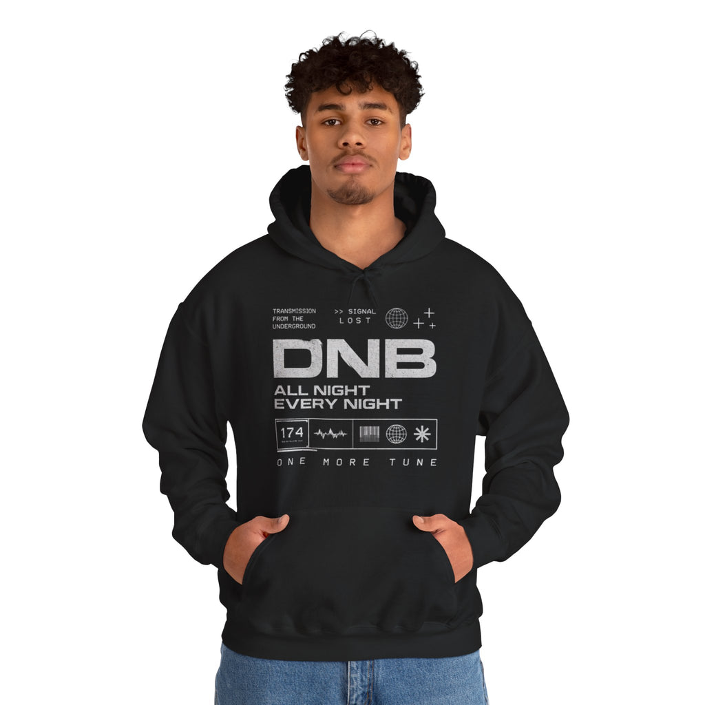 DNB Electronic Music Hoodie – "All Night Every Night" Drum & Bass Pullover