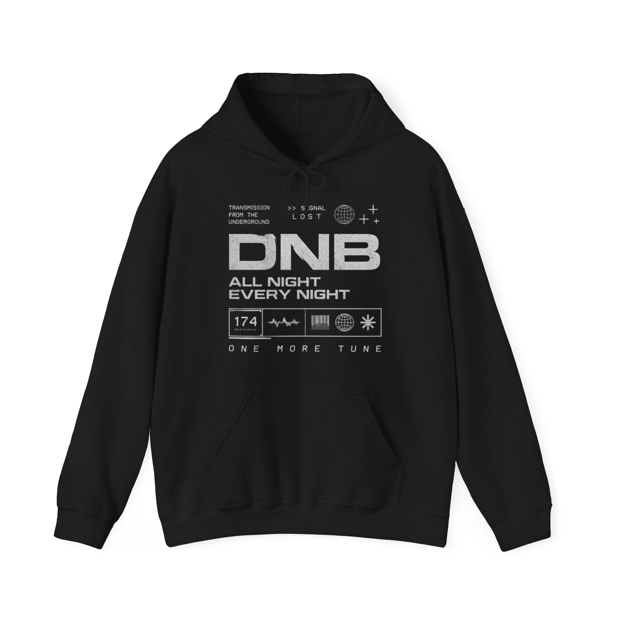 DNB Electronic Music Hoodie – "All Night Every Night" Drum & Bass Pullover