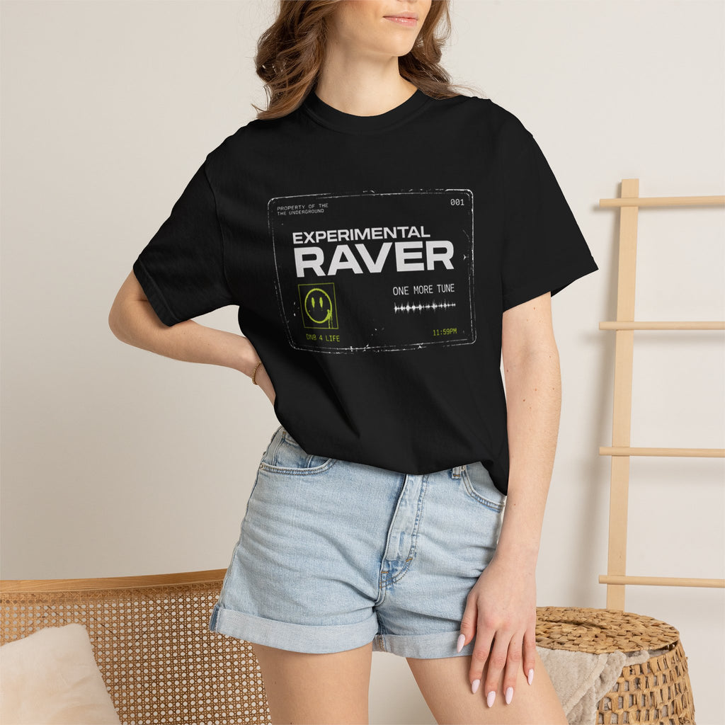 Experimental Raver T-Shirt — Vintage Cassette Design with Smile Logo